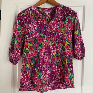 Lilly Pulitzer Floral Silk Top Size Small